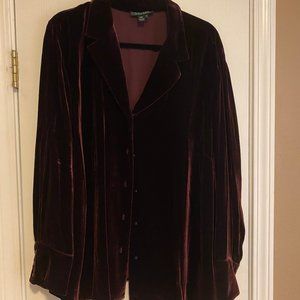 Saks Silk Blend Velvet Deep Burgundy  Big Shirt